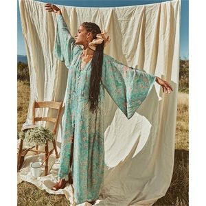 Spell and The Gypsy Farrah Half Moon Gown in Aqua